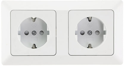 MILOS Set 2 Steckdosen+ 2-fach Rahmen 250V~/ 16A, Klemmanschluss, Matt-weiß