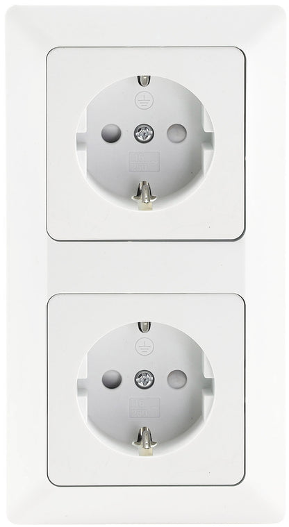 MILOS Set 2 Steckdosen+ 2-fach Rahmen 250V~/ 16A, Klemmanschluss, Matt-weiß