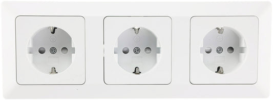 MILOS Set 3 Steckdosen + 3-fach Rahmen 250V~/ 16A, Klemmanschluss, Matt-weiß