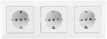 MILOS Set 3 Steckdosen + 3-fach Rahmen 250V~/ 16A, Klemmanschluss, Matt-weiß