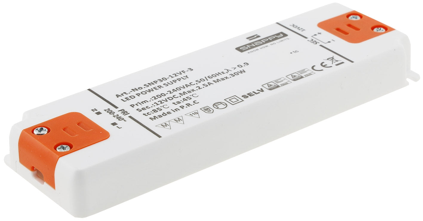 LED-Trafo "CT-SL30" SlimLine 0,5-30W Ein 180-240V, Aus 12V= Konstantspannung