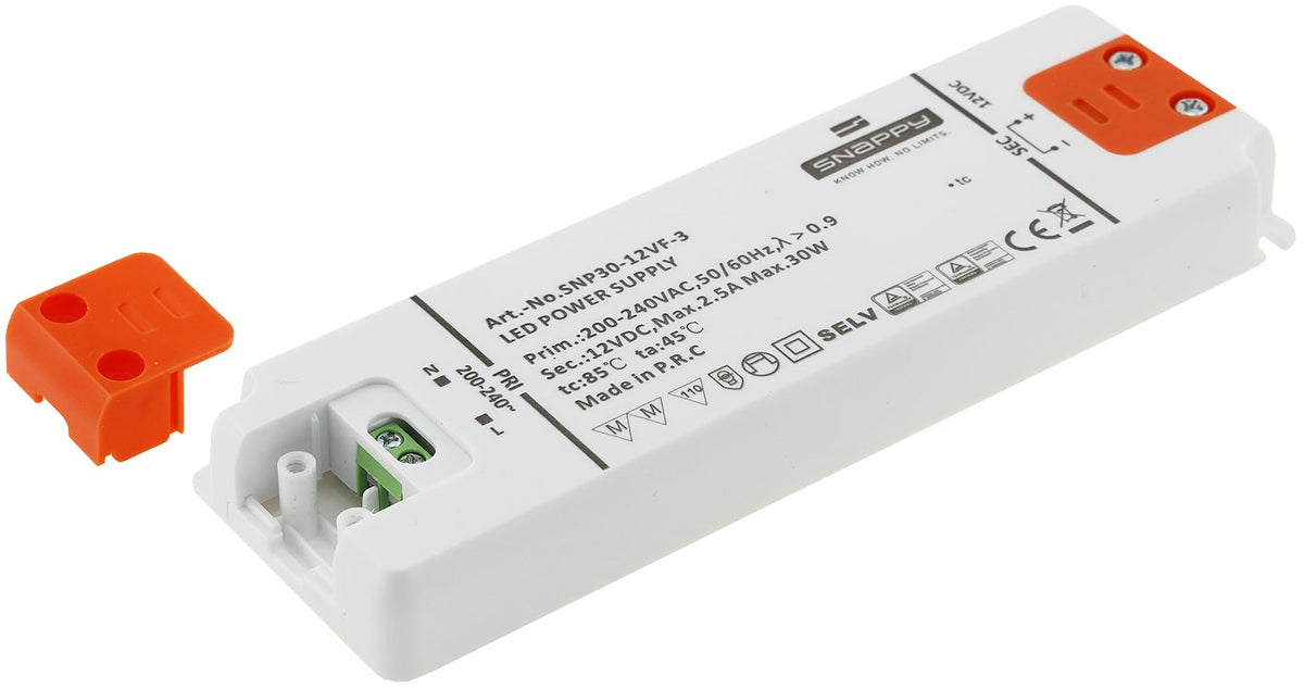 LED-Trafo "CT-SL30" SlimLine 0,5-30W Ein 180-240V, Aus 12V= Konstantspannung