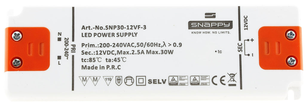 LED-Trafo "CT-SL30" SlimLine 0,5-30W Ein 180-240V, Aus 12V= Konstantspannung
