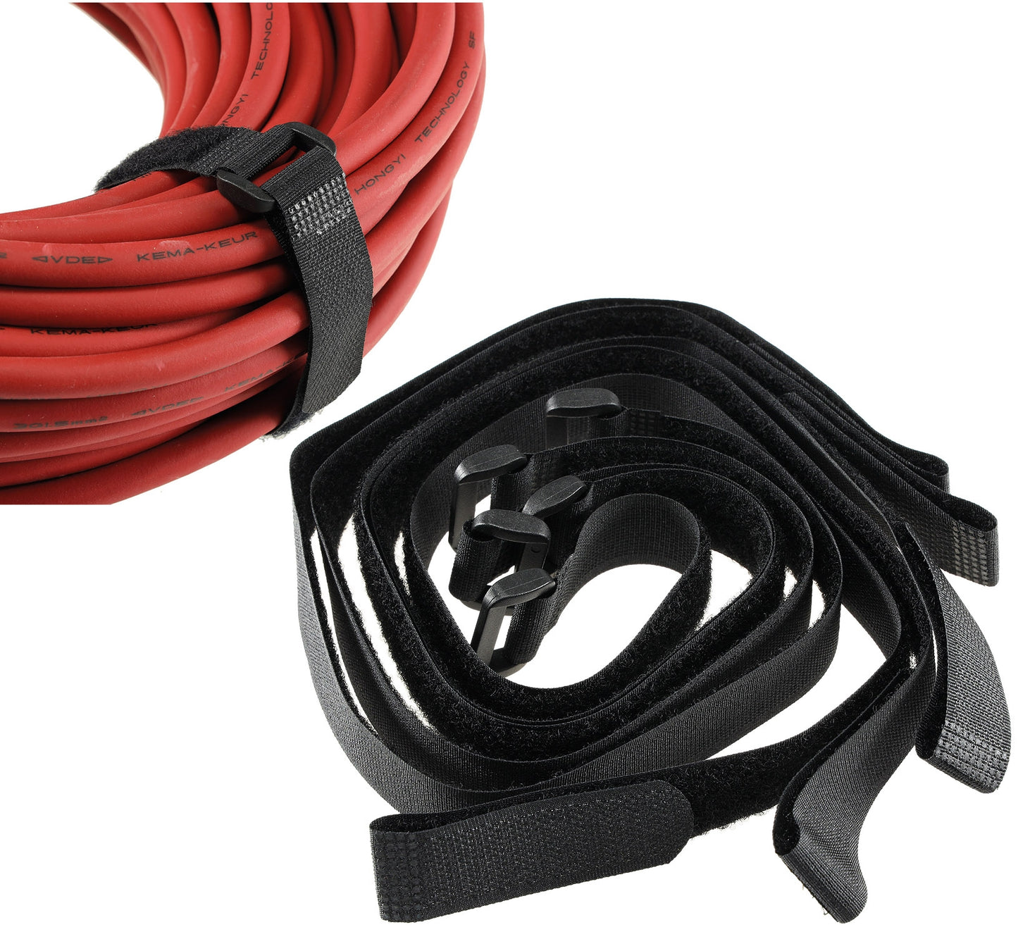 Klettband mit Öse, 5er Pack 50x2cm, schwarz