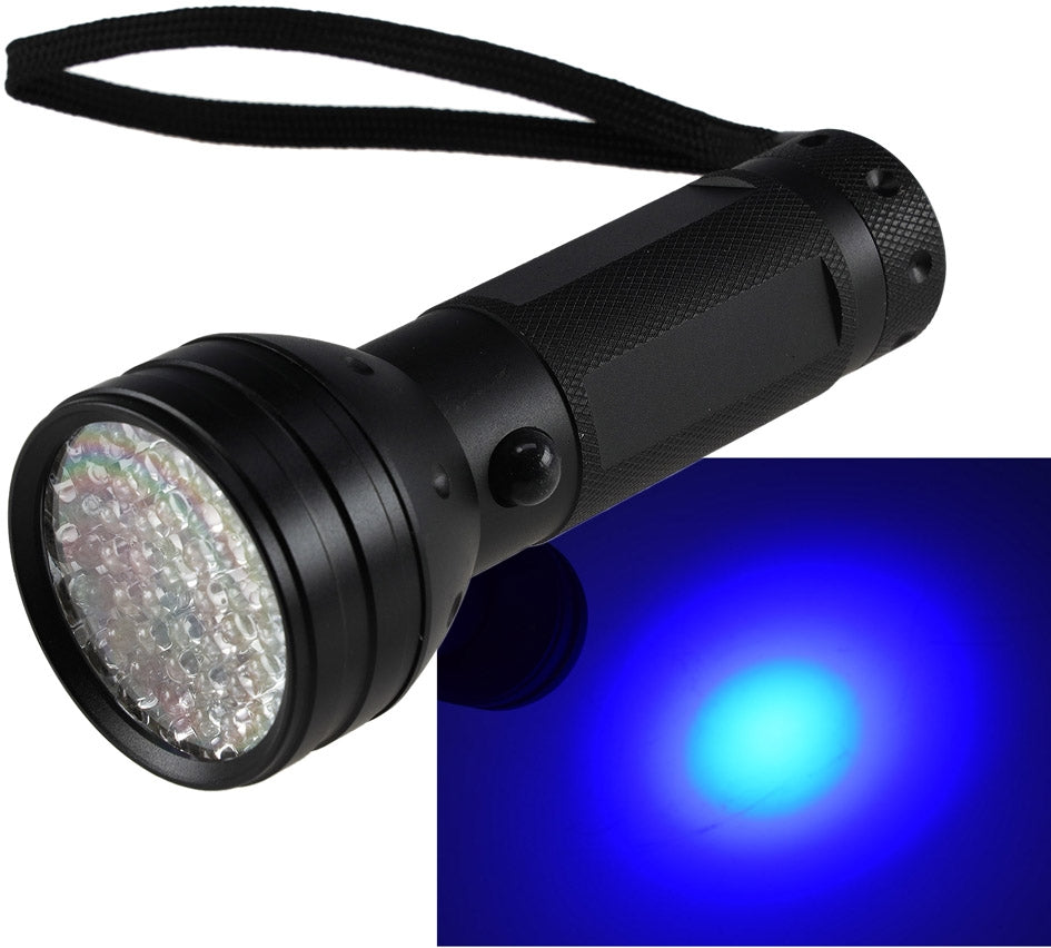 LED-Taschenlampe mit 51 UV LEDs Schwarzlicht, ØxL 55x145mm