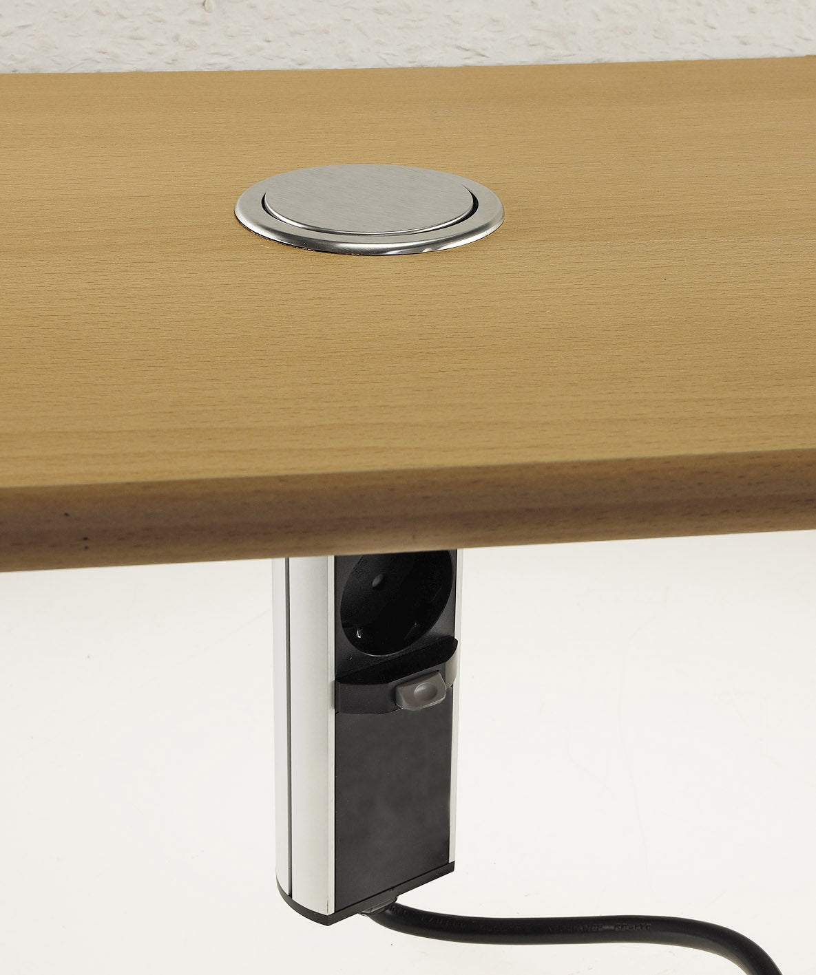 Schreibtisch-Einbausteckdose 2x + 2xUSB versenkbar, Edelstahl, rund Mini