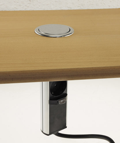Schreibtisch-Einbausteckdose 2x + 2xUSB versenkbar, Edelstahl, rund Mini