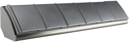 4-fach Steckdosenblock Edelstahl + 2xUSB für Aufbaumontage, 45°, Abdeckklappen