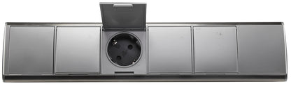 4-fach Steckdosenblock Edelstahl + 2xUSB für Aufbaumontage, 45°, Abdeckklappen
