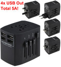 Welt-Reiseadapter mit 4x USB-Ladegerät 5V=, gesamt 5A, Adapter für 150 Länder