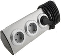 4-fach Steckdosenblock Edelstahl 90° für Eck- & Aufbaumontage, 1,9m Kabel