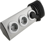 4-fach Steckdosenblock Edelstahl 90° für Eck- & Aufbaumontage, 1,9m Kabel