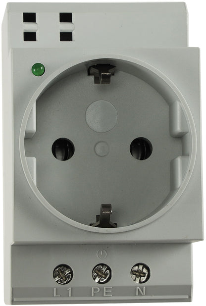 Schutzkontakt-Steckdose für Hutschiene mit LED, 230V, 16A, VDE