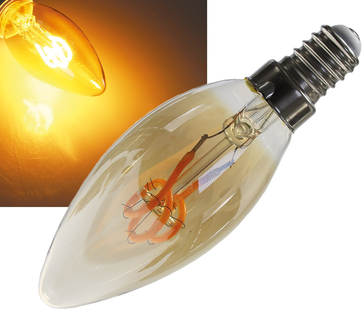 LED Kerzenlampe E14 "Vintage K25" 2000k, 140lm, 230V/2W, warmweiß/amber
