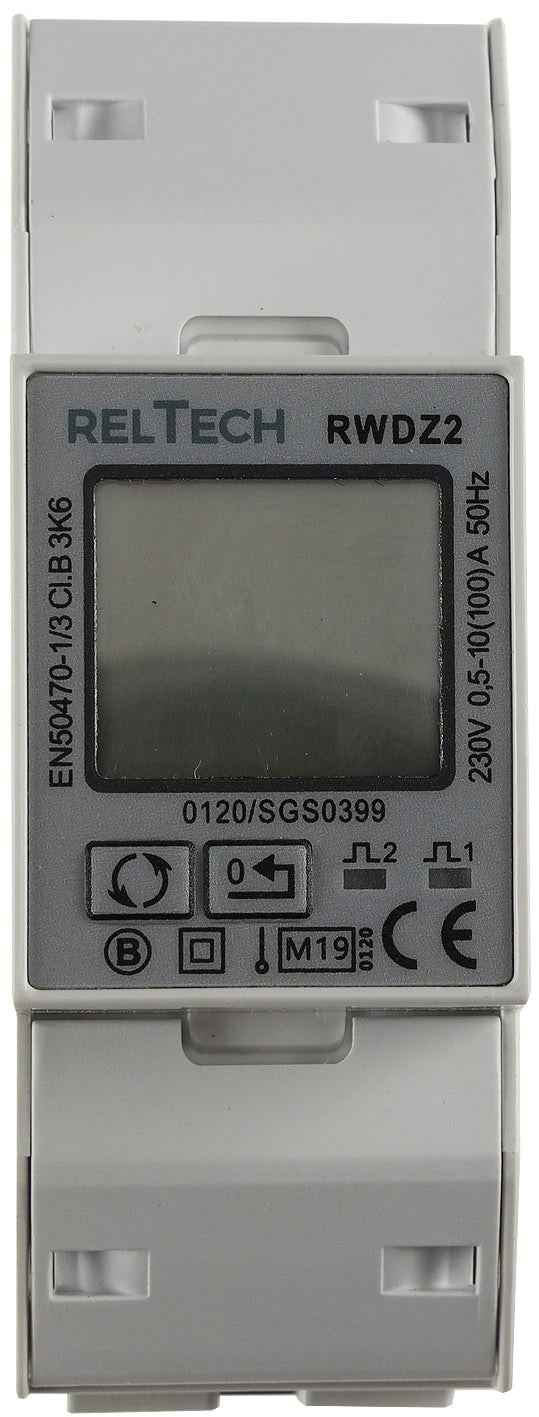 Energiekostenzähler DIN Trägerschiene 1-phasig 10A,176-276V,2TE LCD beleuchtet