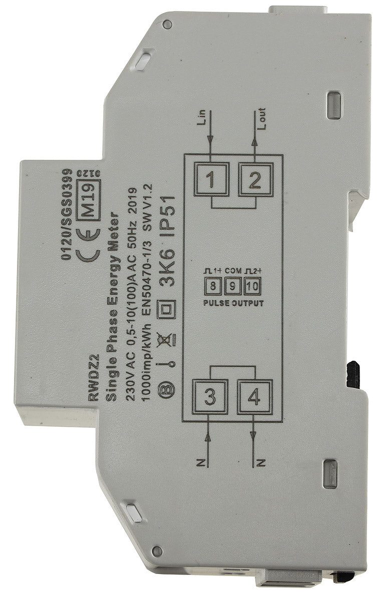 Energiekostenzähler DIN Trägerschiene 1-phasig 10A,176-276V,2TE LCD beleuchtet