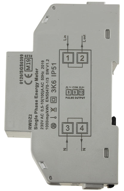 Energiekostenzähler DIN Trägerschiene 1-phasig 10A,176-276V,2TE LCD beleuchtet