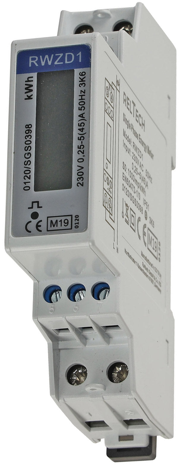 Wechselstromzähler für DIN Trägerschiene 1-phasig 5A, 161-300V, 1TE, digital LCD