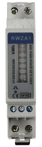Wechselstromzähler für DIN Trägerschiene 1-phasig 5A, 161-300V, 1TE, analog RZW