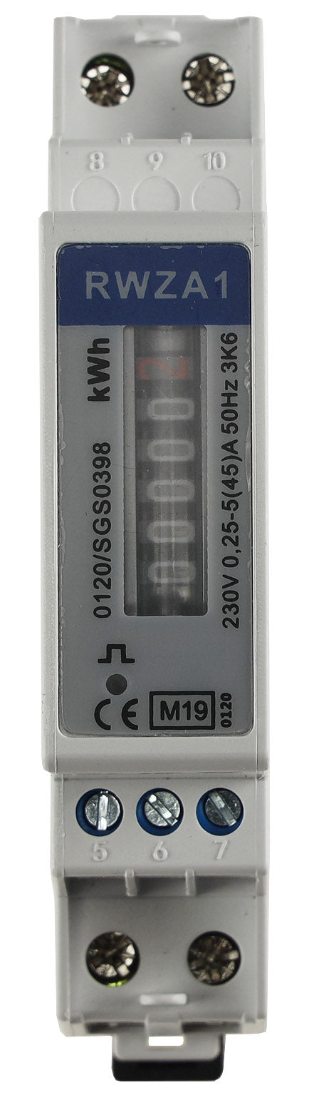 Wechselstromzähler für DIN Trägerschiene 1-phasig 5A, 161-300V, 1TE, analog RZW