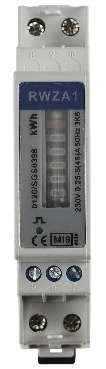 Wechselstromzähler für DIN Trägerschiene 1-phasig 5A, 161-300V, 1TE, analog RZW