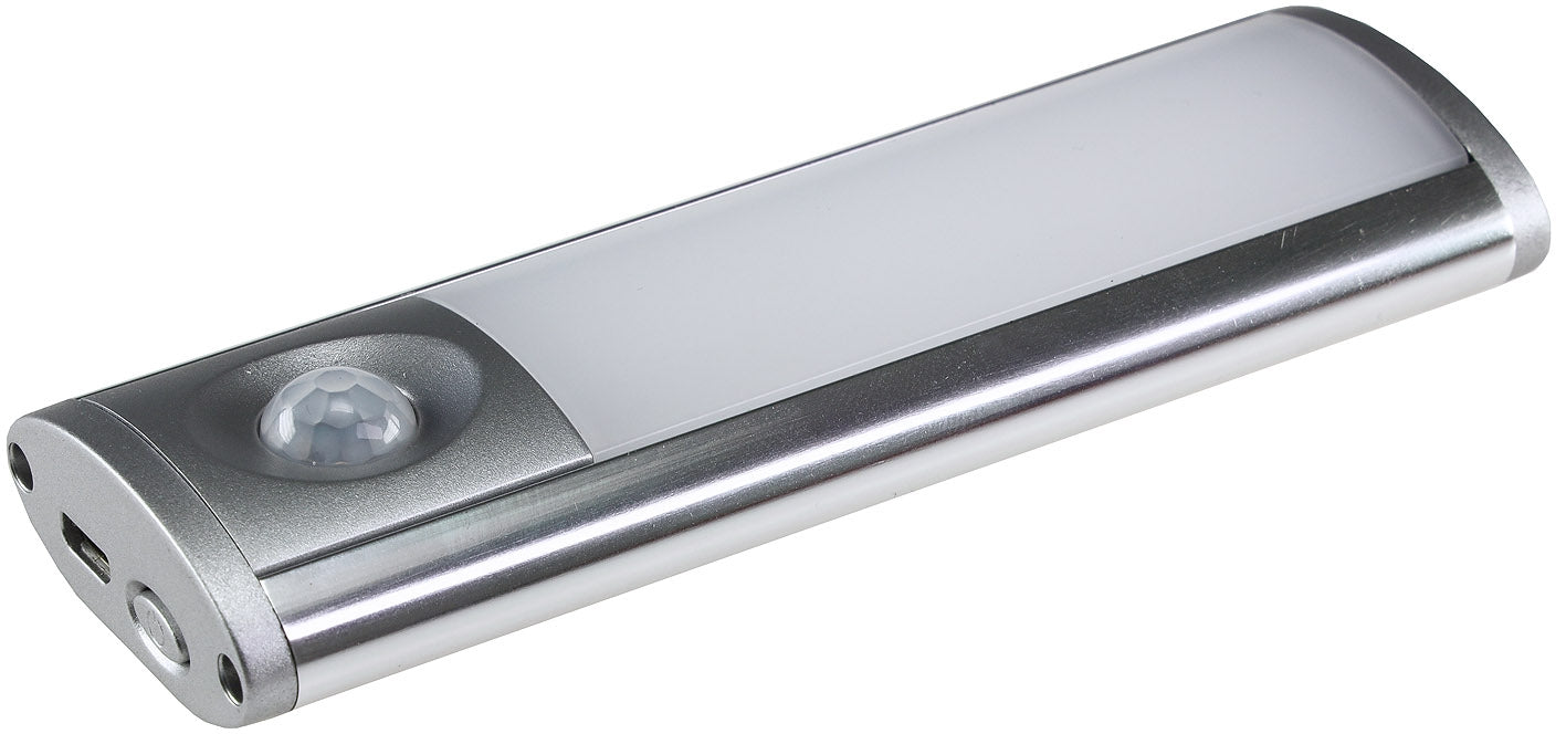 LED Akku-Leuchte PIR Sensor "MAL-12 ww" 12x4x2cm, 1W, 60lm, Alu, warmweiß