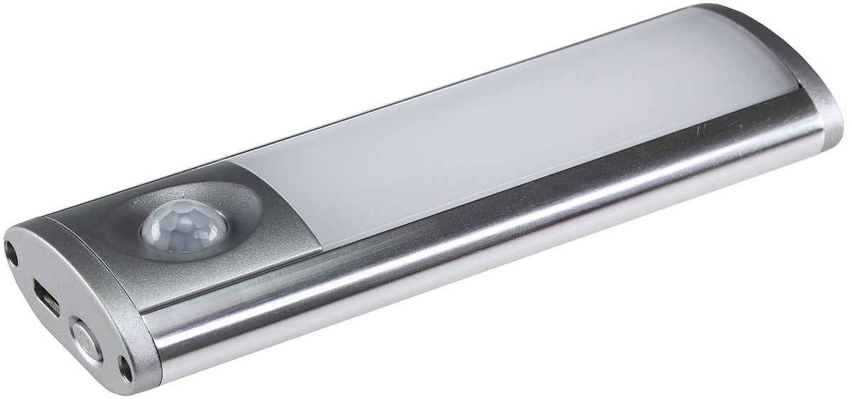 LED Akku-Leuchte PIR Sensor "MAL-12 ww" 12x4x2cm, 1W, 60lm, Alu, warmweiß