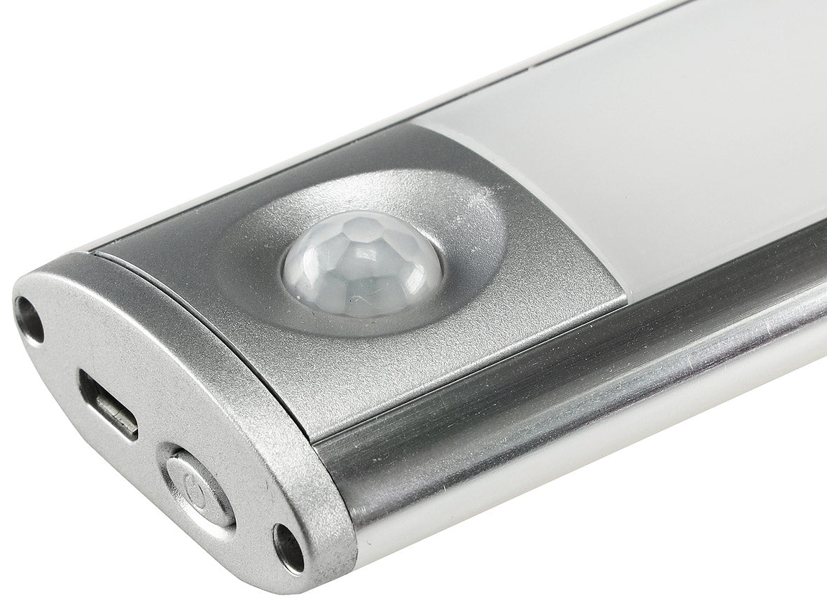 LED Akku-Leuchte PIR Sensor "MAL-12 ww" 12x4x2cm, 1W, 60lm, Alu, warmweiß