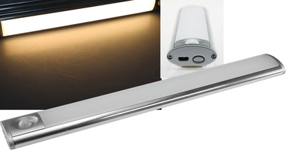 LED Akku-Leuchte PIR Sensor "MAL-30 ww" 30x4x2cm, 3W, 150lm, Alu, warmweiß