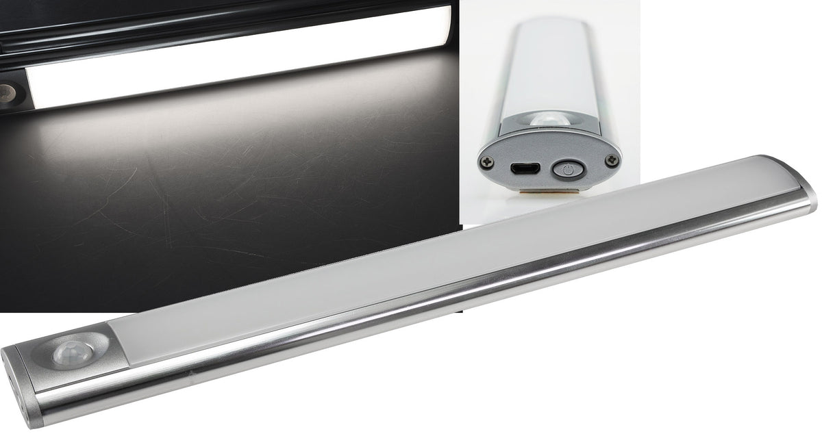 LED Akku-Leuchte PIR Sensor "MAL-30 nw" 30x4x2cm, 3W, 150lm, Alu, neutralweiß