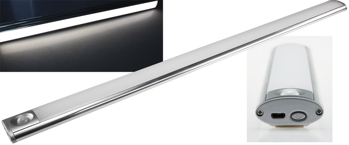 LED Akku-Leuchte PIR Sensor "MAL-60 nw" 60x4x2cm, 5W, 200lm, Alu, neutralweiß