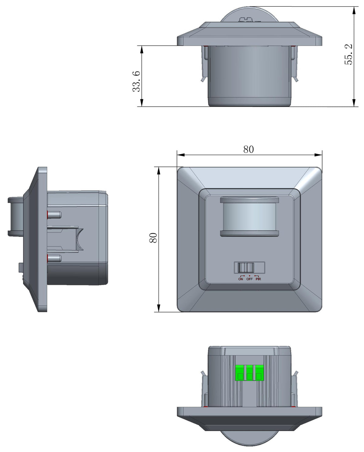 DELPHI Bewegungsmelder 160°, weiß LED geeignet,  250V~, Unterputz, 2-Draht