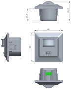 DELPHI Bewegungsmelder 160°, silber LED geeignet, 250V~, Unterputz, 2-Draht