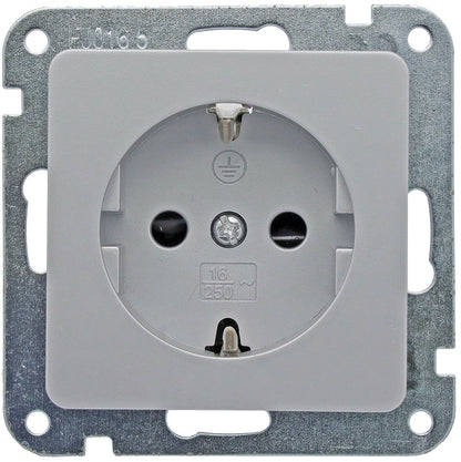 DELPHI Schutzkontakt-Steckdose, silber 250V~/ 16A, Klemmanschluss, ohne Rahmen