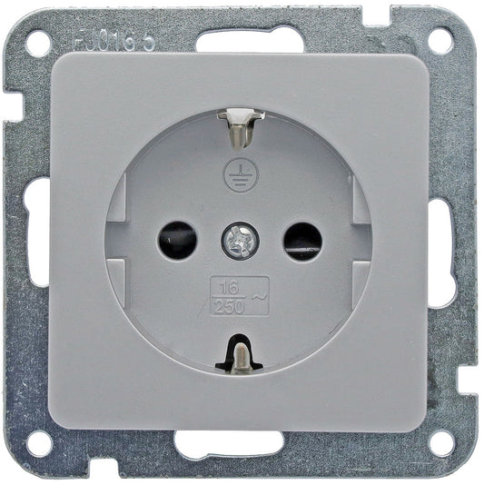 DELPHI Schutzkontakt-Steckdose, silber 250V~/ 16A, Klemmanschluss, ohne Rahmen