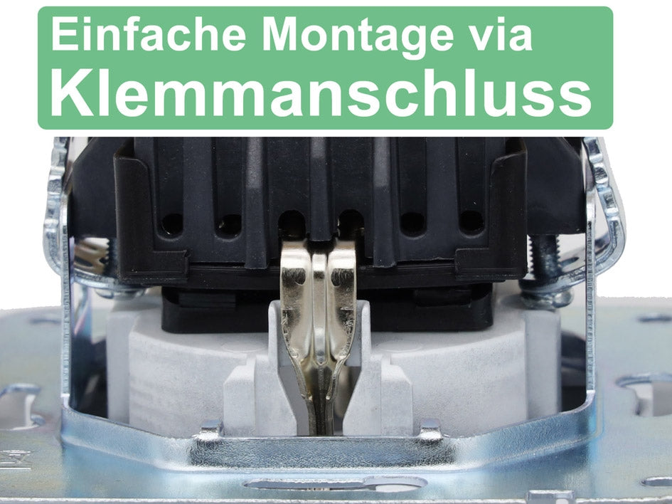 DELPHI Schutzkontakt-Steckdose, silber 250V~/ 16A, Klemmanschluss, ohne Rahmen