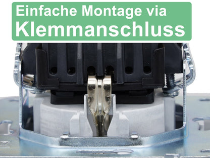 DELPHI Schutzkontakt-Steckdose, silber 250V~/ 16A, Klemmanschluss, ohne Rahmen