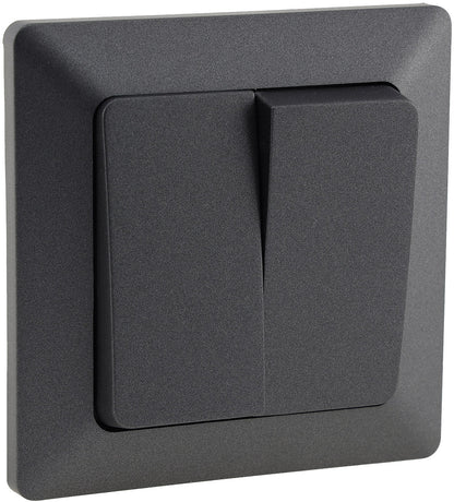 MILOS Serien-Schalter 2-fach, Anthrazit 250V~/ 10A, inkl. Rahmen, UP
