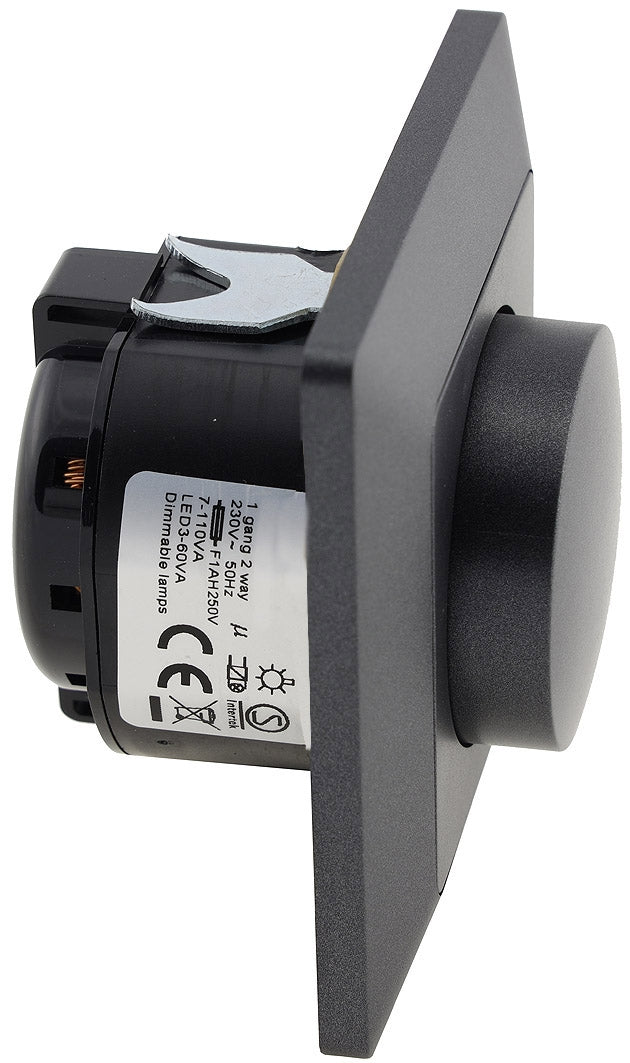 MILOS Dimmer für LED Lampen, Anthrazit 250V~/ 3-60W, inkl. Rahmen, UP