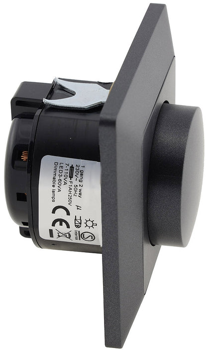 MILOS Dimmer für LED Lampen, Anthrazit 250V~/ 3-60W, inkl. Rahmen, UP