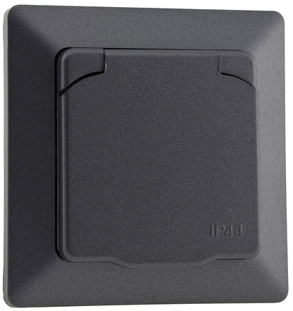 MILOS Schutzkontakt-Steckdose IP44 250V~/ 16A, inkl. Rahmen, UP, Anthrazit