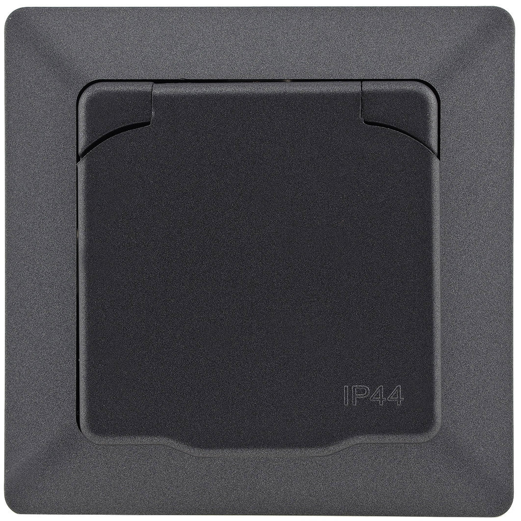 MILOS Schutzkontakt-Steckdose IP44 250V~/ 16A, inkl. Rahmen, UP, Anthrazit