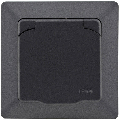 MILOS Schutzkontakt-Steckdose IP44 250V~/ 16A, inkl. Rahmen, UP, Anthrazit