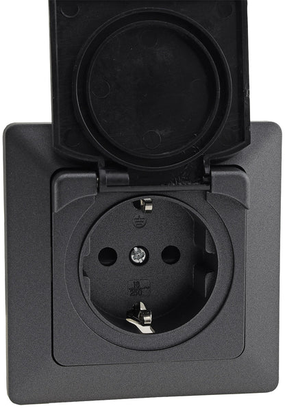 MILOS Schutzkontakt-Steckdose IP44 250V~/ 16A, inkl. Rahmen, UP, Anthrazit