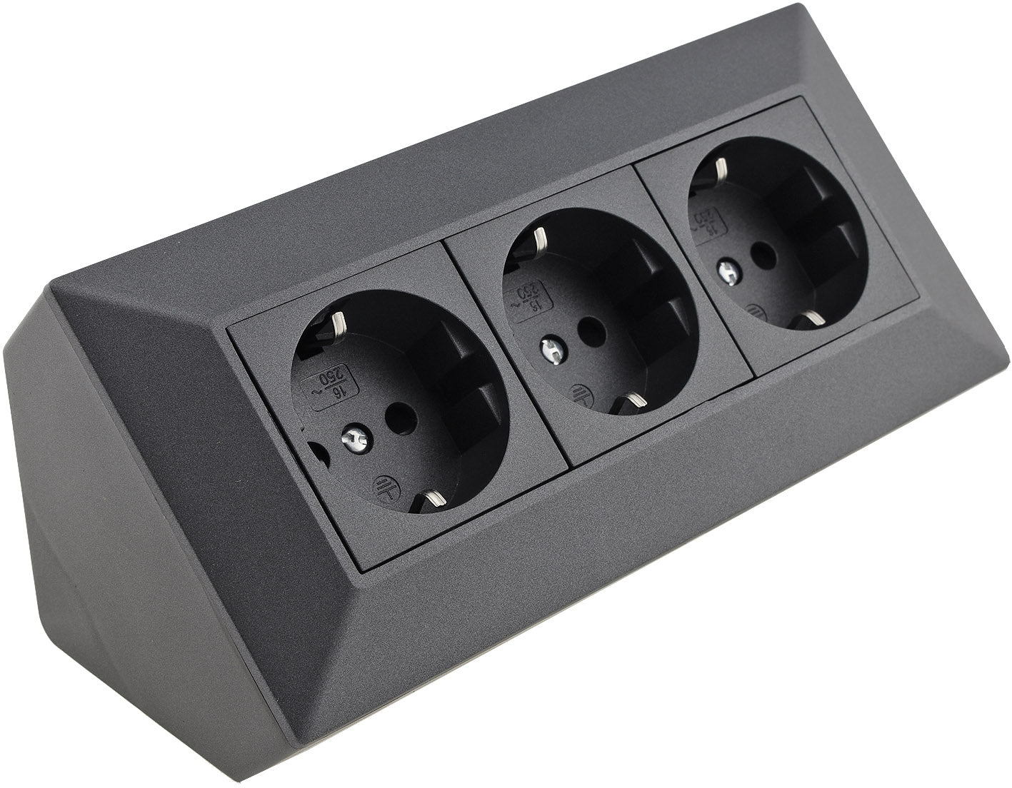 3-fach Steckdosenblock, anthrazit 250V~/ 16A, Aufbaumontage