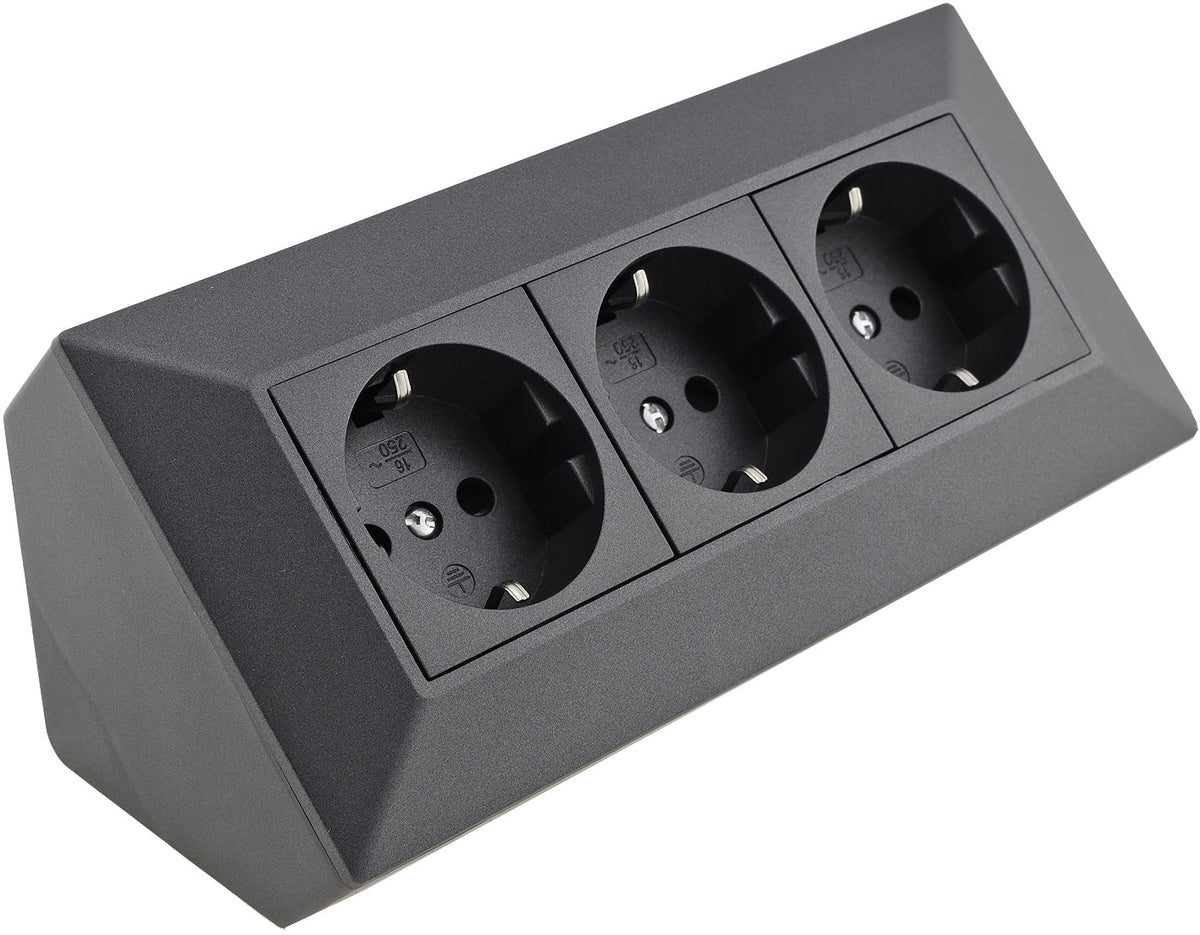 3-fach Steckdosenblock, anthrazit 250V~/ 16A, Aufbaumontage