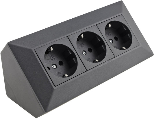 3-fach Steckdosenblock, anthrazit 250V~/ 16A, Aufbaumontage