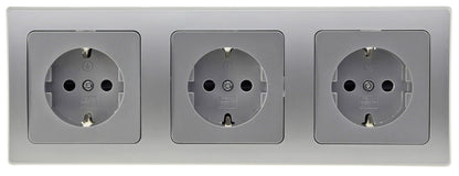 DELPHI Starter 3 Steckdo.+ 3-fach Rahmen 250V~/ 16A, Klemmanschluss, silber