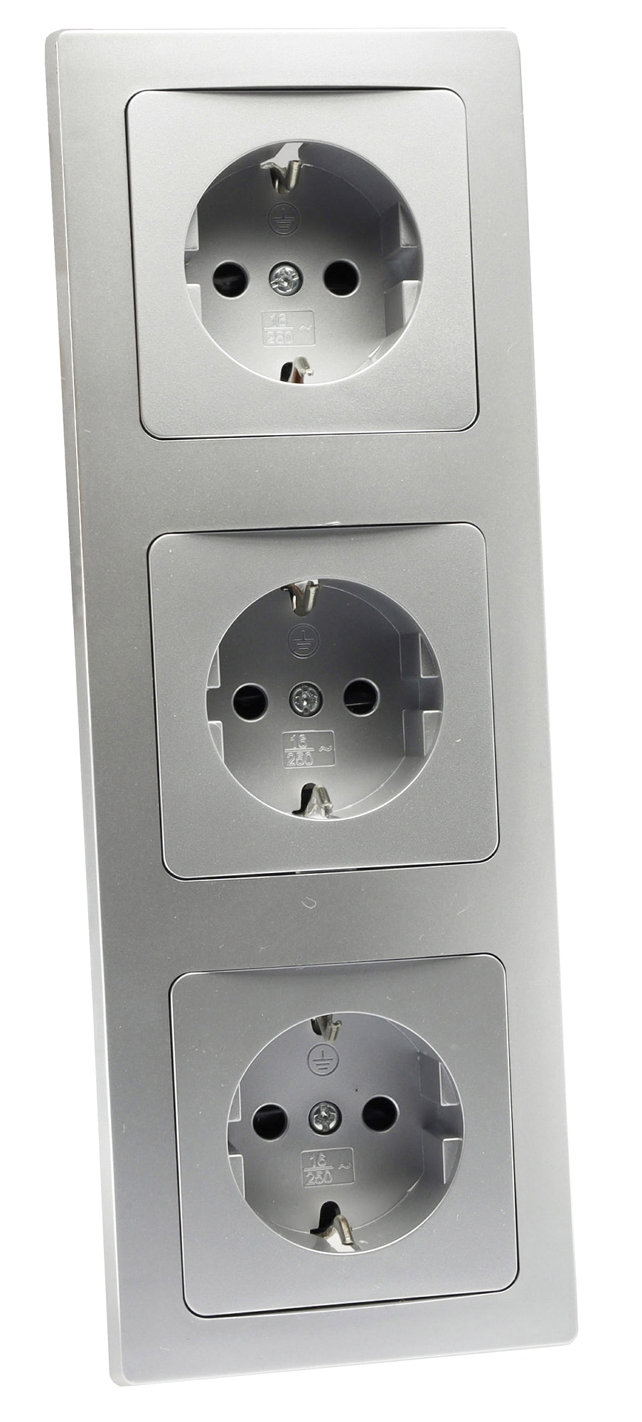 DELPHI Starter 3 Steckdo.+ 3-fach Rahmen 250V~/ 16A, Klemmanschluss, silber