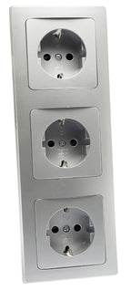 DELPHI Starter 3 Steckdo.+ 3-fach Rahmen 250V~/ 16A, Klemmanschluss, silber